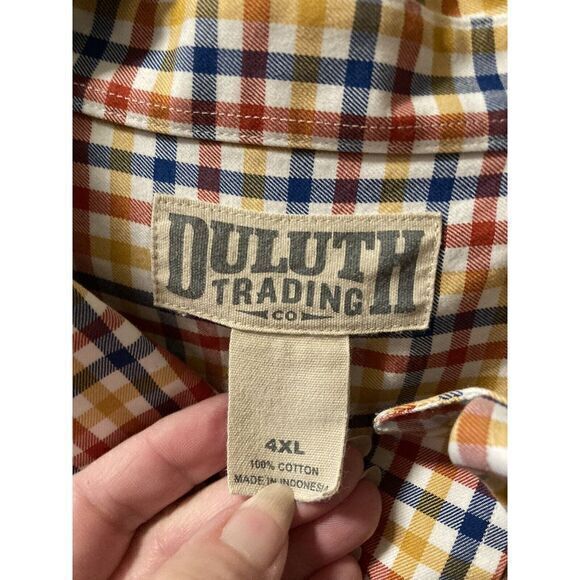 Duluth Trading‎ Co Mens 4XL Wrinkle Fighter Shirt Button Down Long Sleeve Plaid - Picture 2 of 7